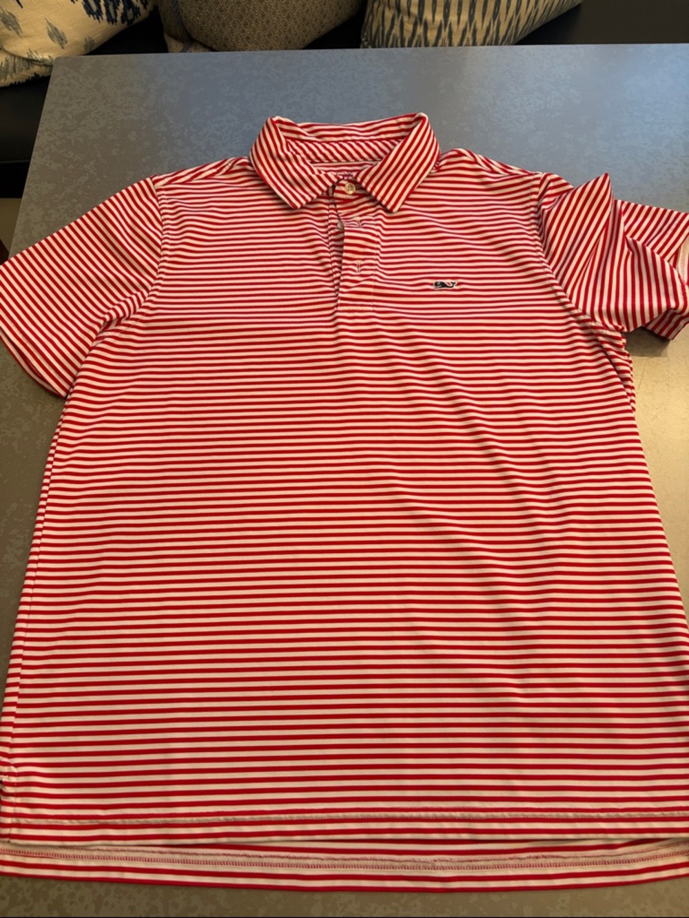 Vineyard Vines Red and White Striped Polo Shirt (performance)